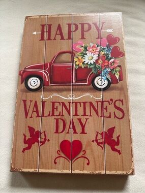 Happy Valentine’s Day Red Truck Wall Art
